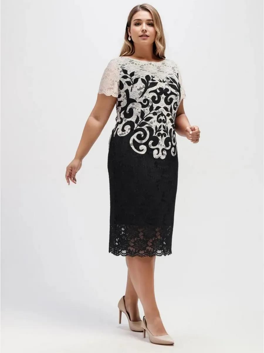 Платье вечернее нарядное больших размеров с кружевом