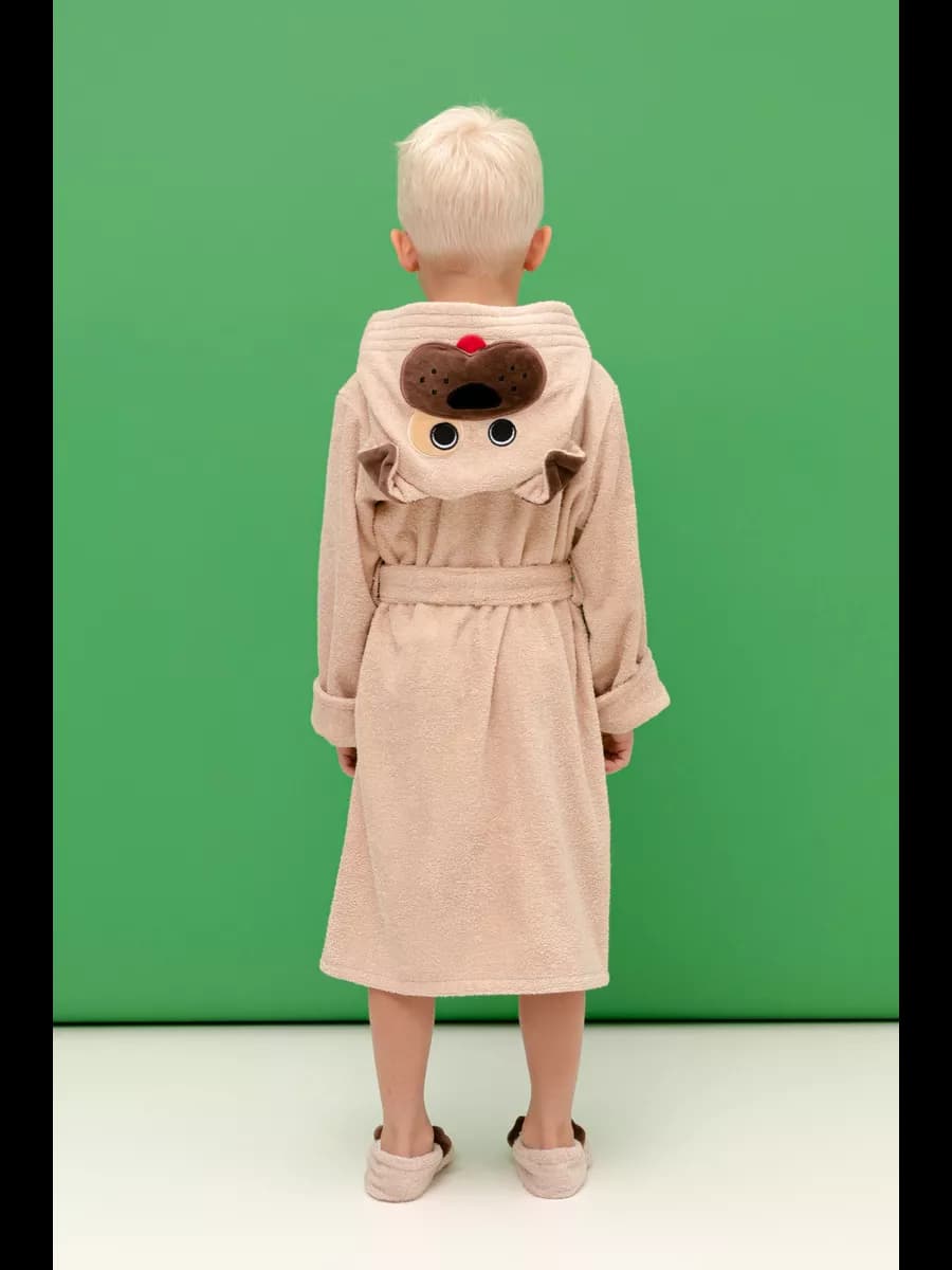 Халат махровый с капюшоном Мопс - фото 1