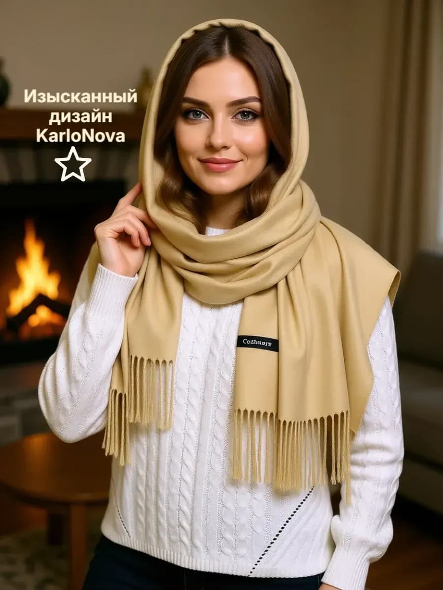 Палантин шарф теплый
