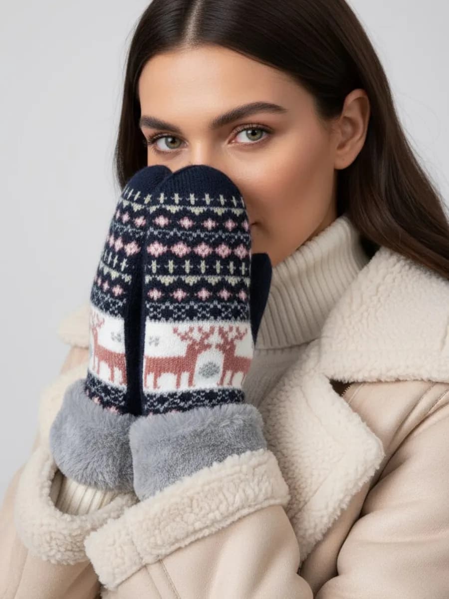 Варежки женские зимние