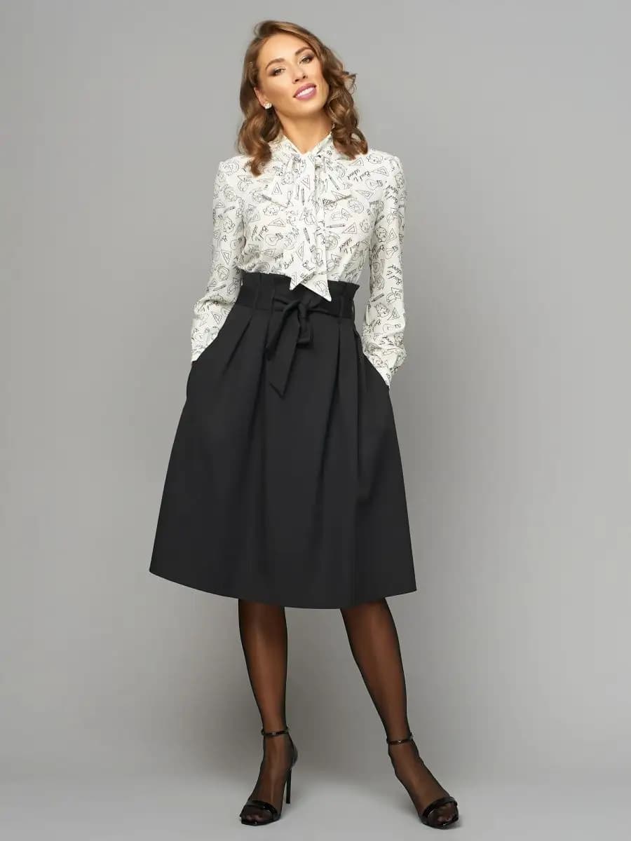 Юбка в складку с высокой талией офисная