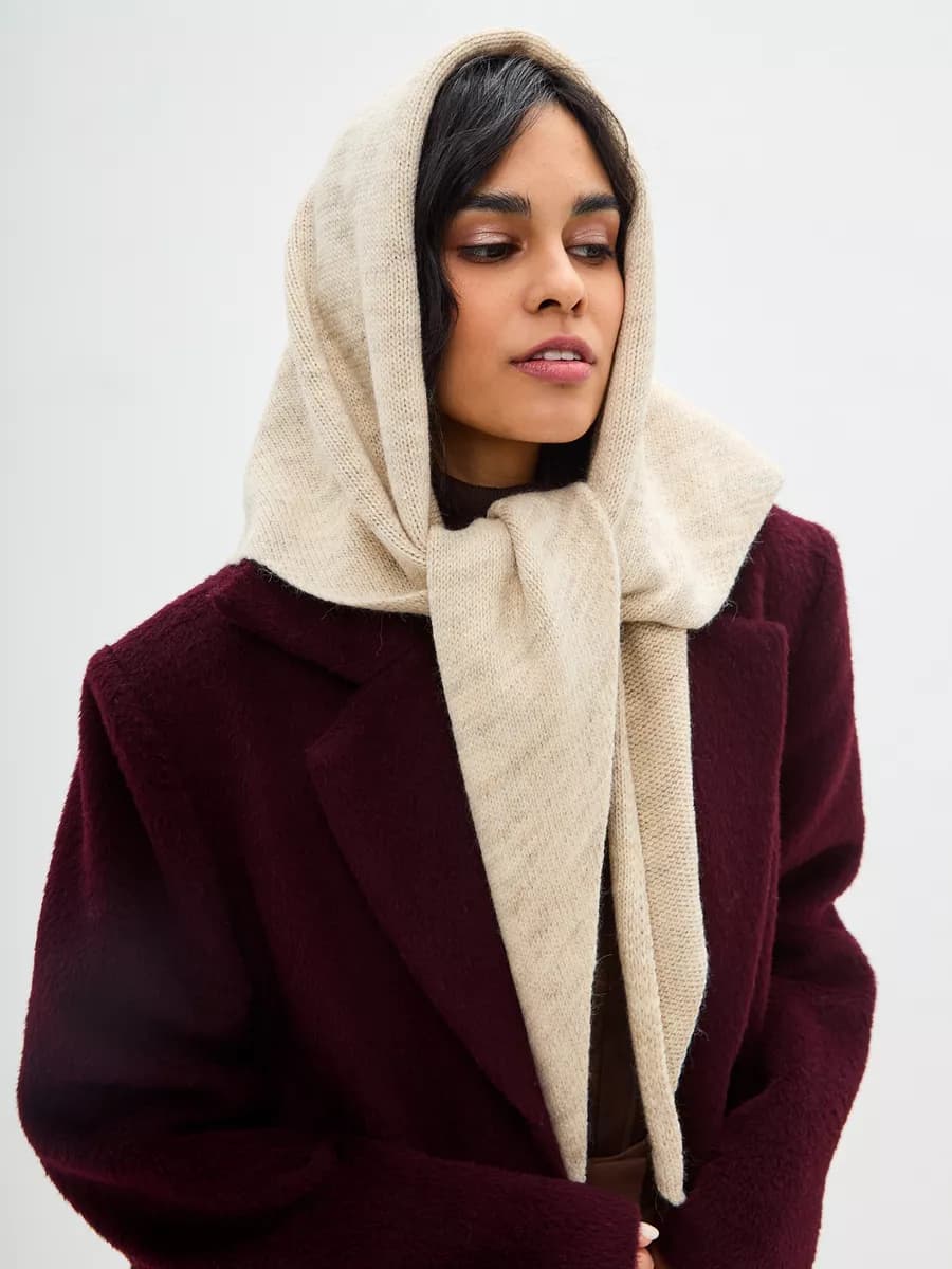 Косынка платок шарф вязанная шерстянная зимняя