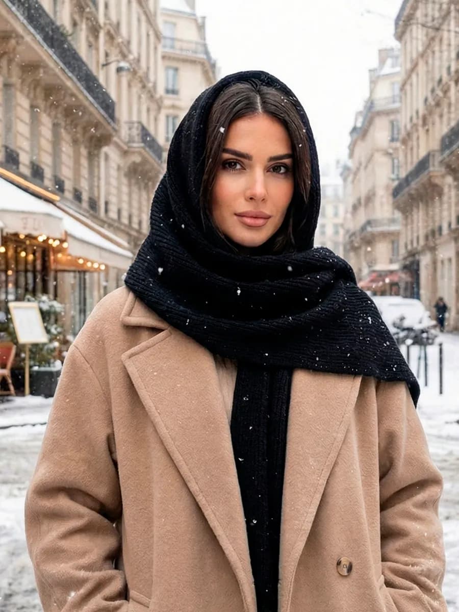 Косынка платок шарф вязанная шерстянная зимняя