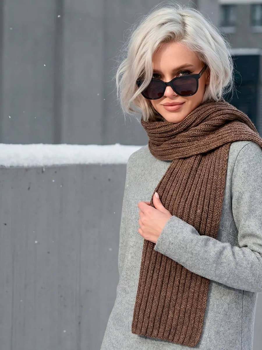 Шарф зимний теплый вязанный Аксессуар шерстянной на осень