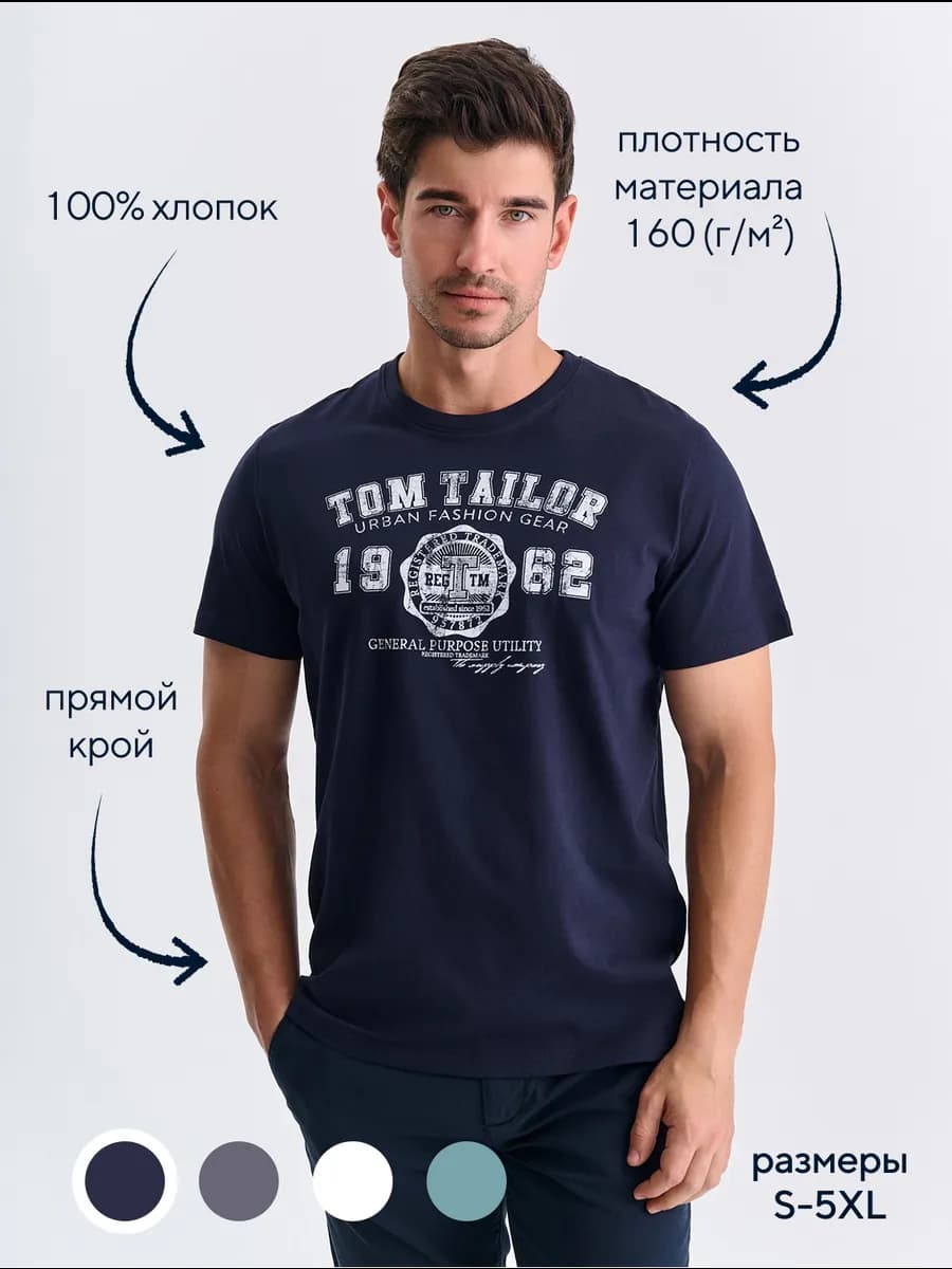 Футболка базовая хлопковая с принтом большие размеры