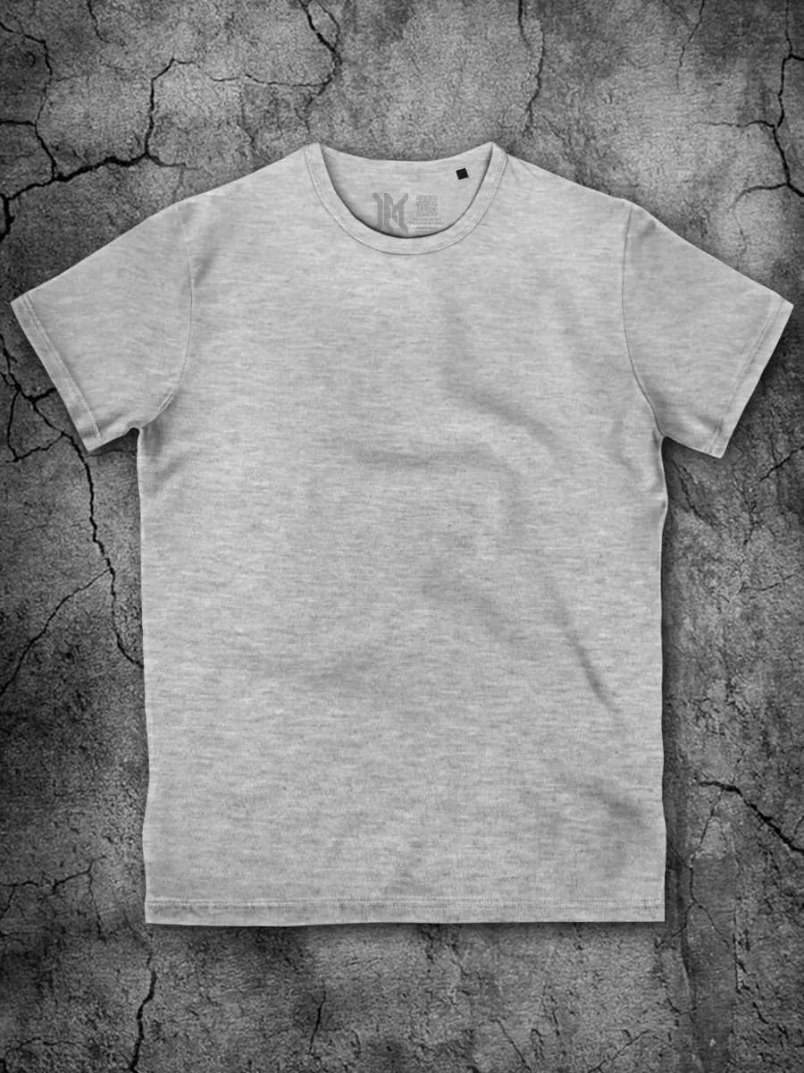Футболка мужская серый меланж однотонная без рисунка хлопок - фото 1