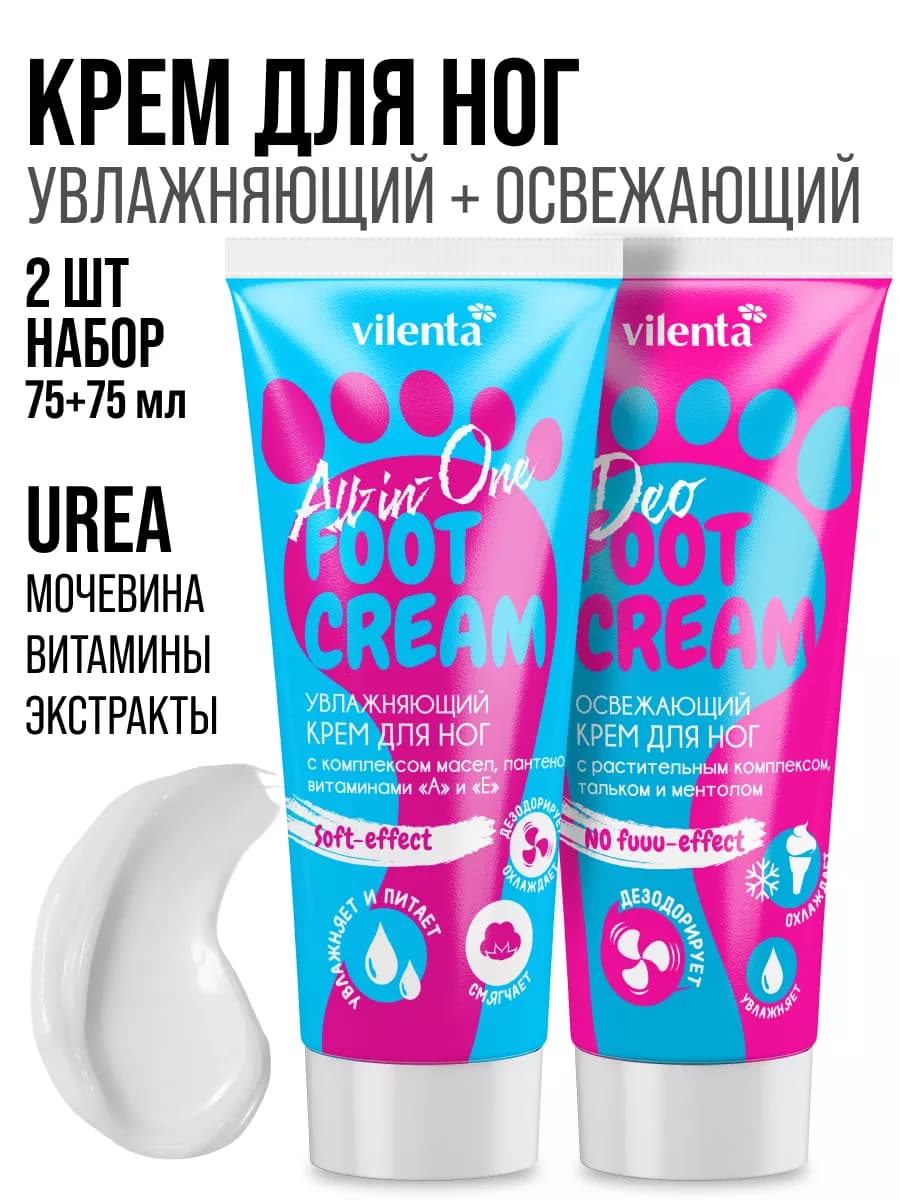 Крем для ног с мочевиной от трещин увлажняющий, набор 2 шт