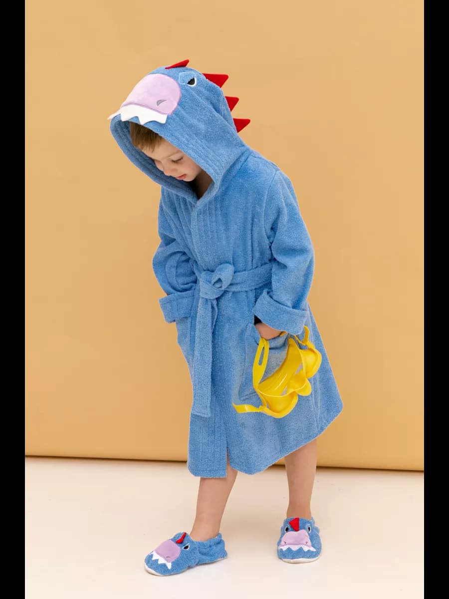 Халат махровый хлопковый с капюшоном Дракон