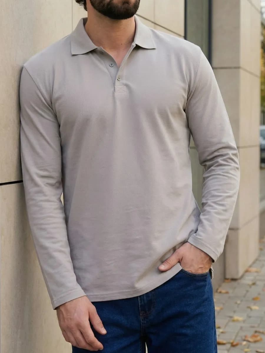 Футболка-поло с длинным рукавом - фото 1