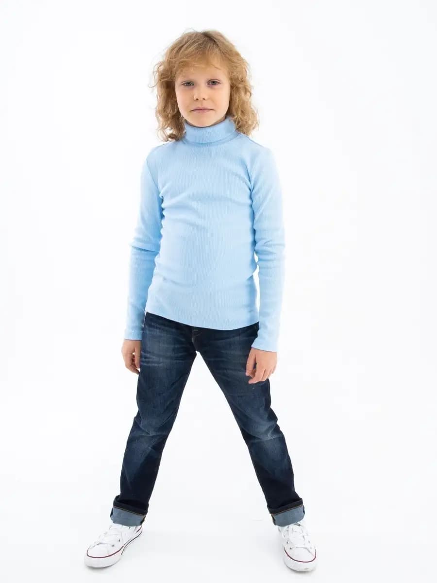 Водолазка детская школьная для мальчика в рубчик хлопок