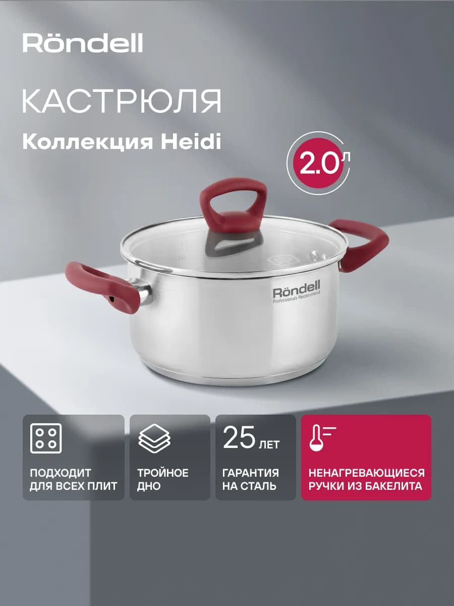 Кастрюля 2 л с крышкой из нержавеющей стали
