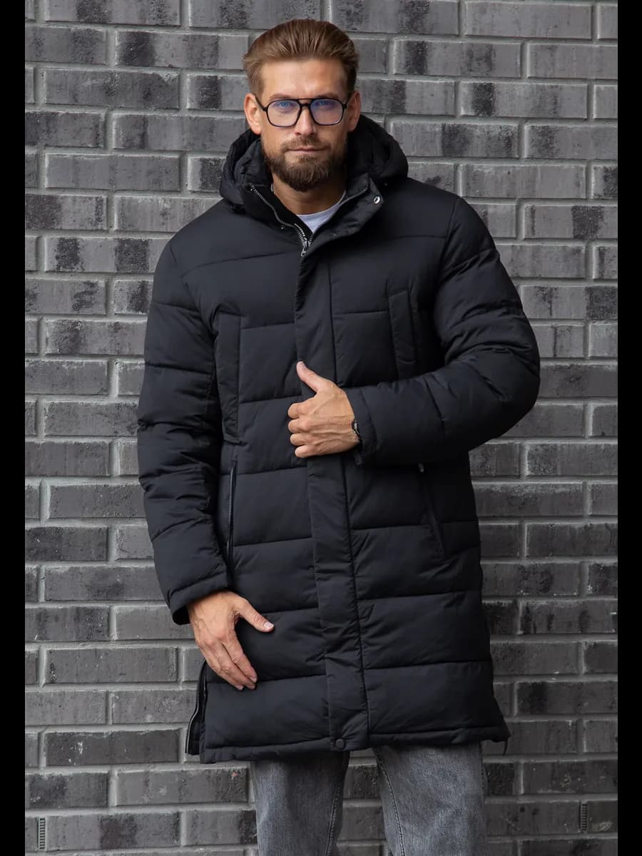 Куртка зимняя пуховик длинный с капюшоном