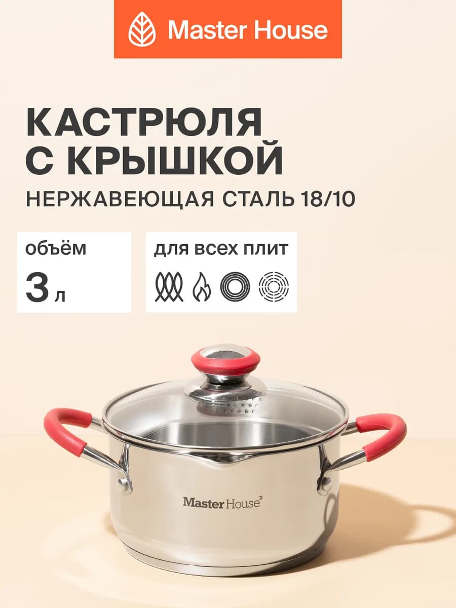Кастрюля 3 л из нержавеющей стали с крышкой