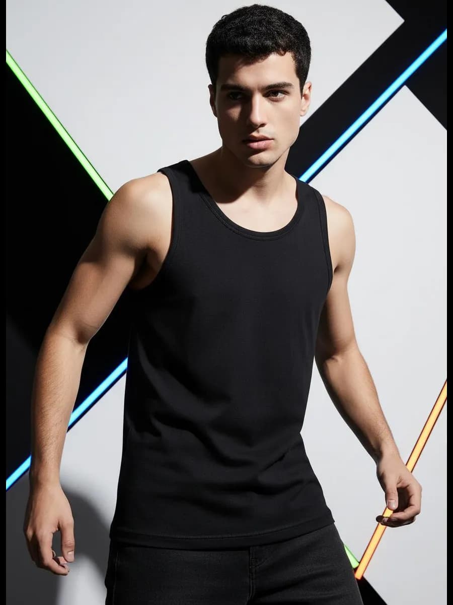 Черная плотная майка из хлопка - фото 1