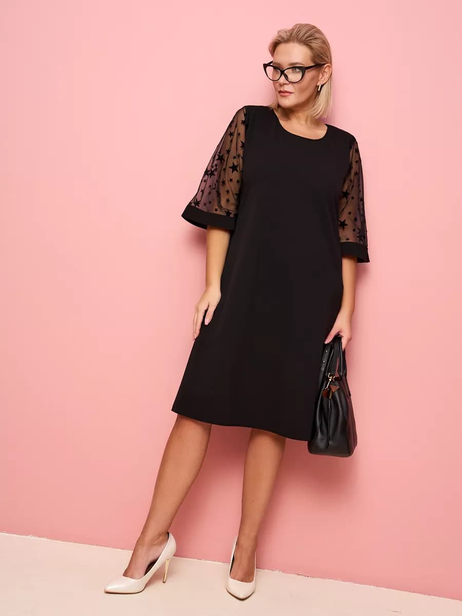 Платье больших размеров вечернее с гипюром