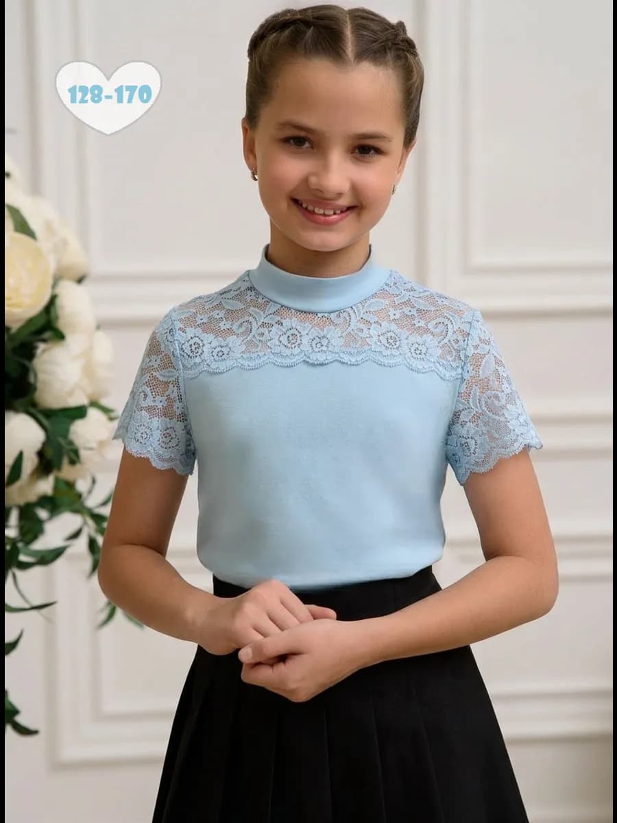 Блузка школьная с коротким рукавом