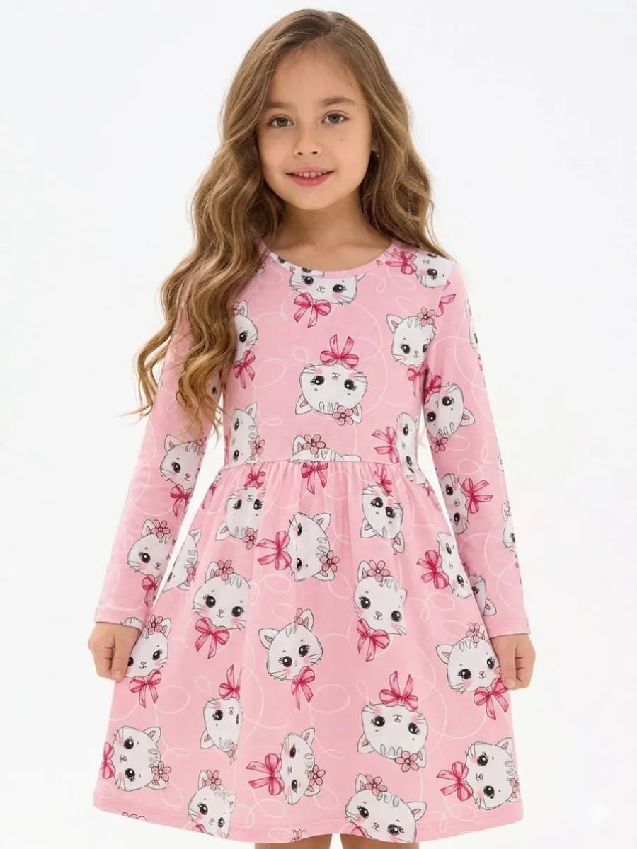 Платье для девочки с длинным рукавом в сад или прогулку