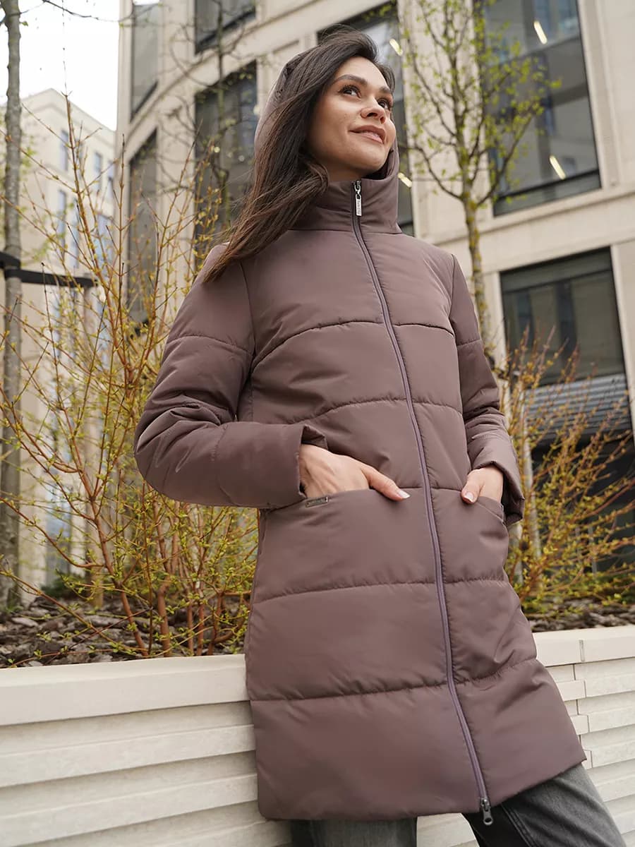 Полупальто стеганое демисезонное на синтепоне с капюшоном