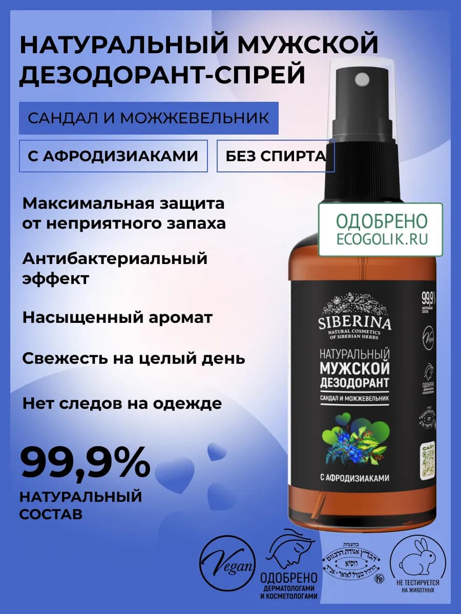 Дезодорант спрей от пота натуральный для тела