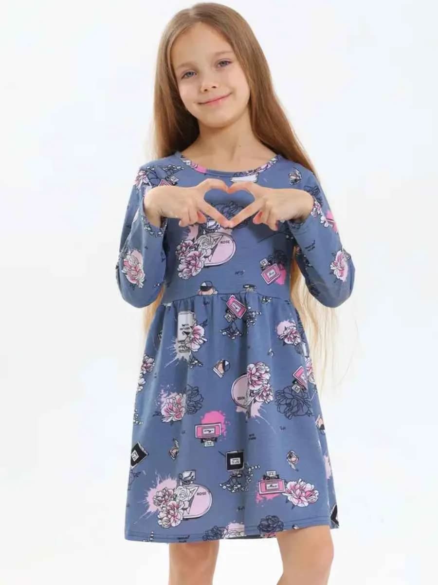 Платье для девочки с длинным рукавом в сад и школу