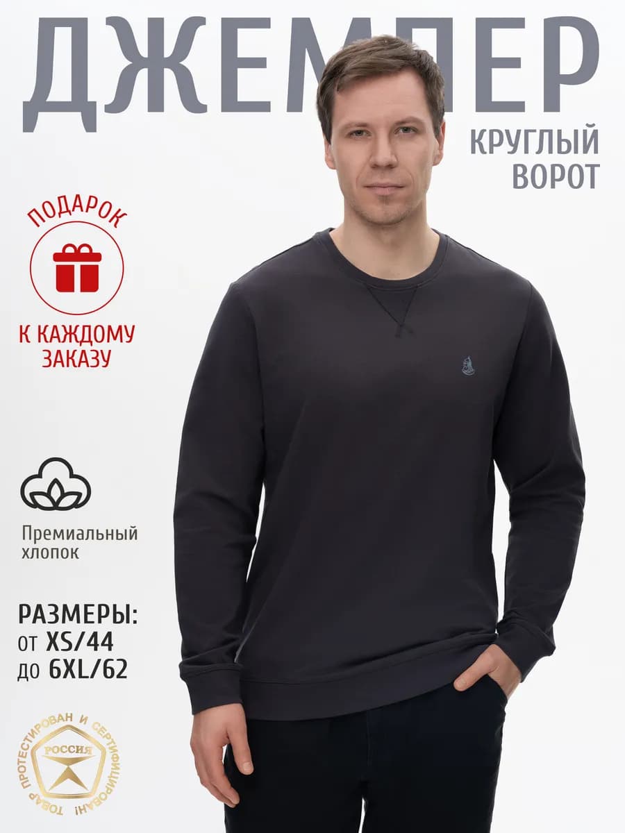 Свитшот мужской свитшот джемпер мужской графит