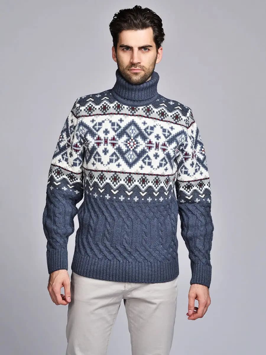 Свитер мужской с горлом теплый шерстяной