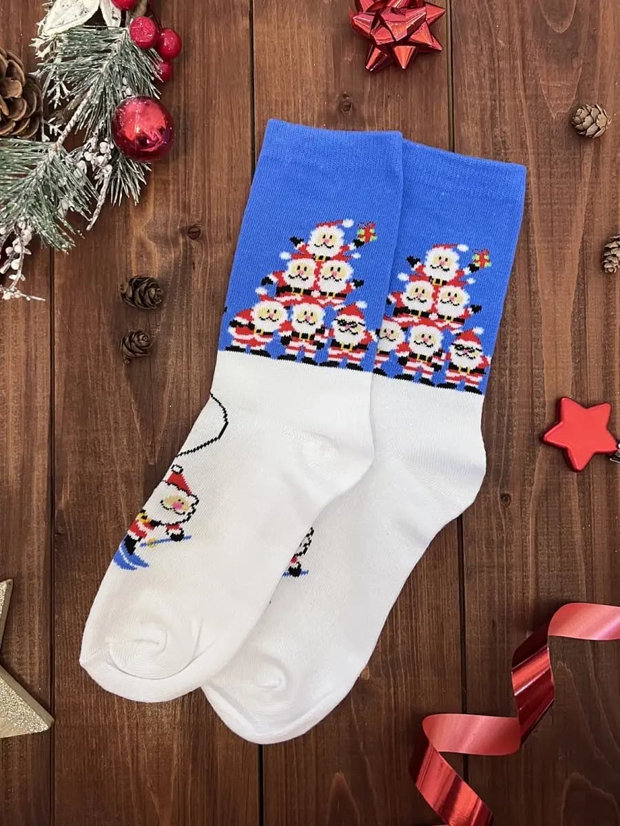Носки новогодние с Санта Клаусами