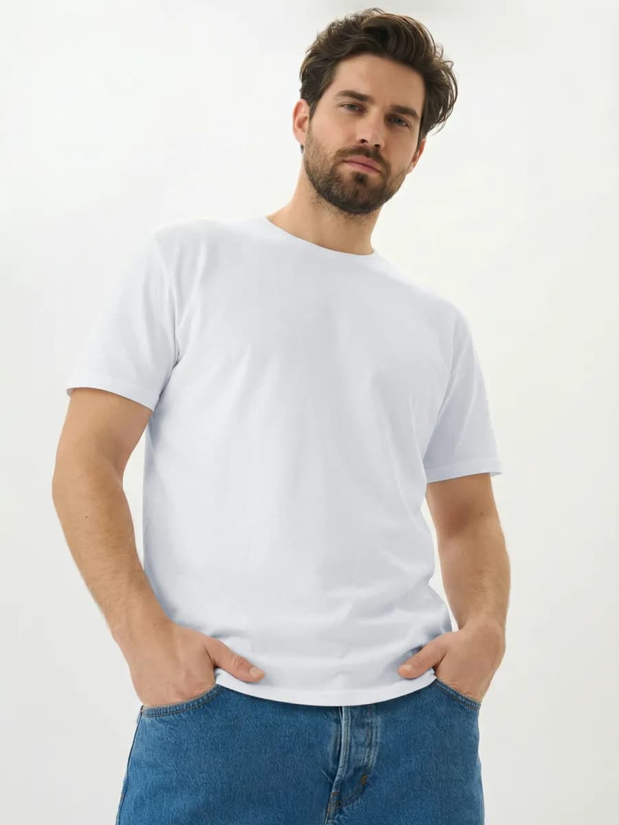 Футболка белая хлопок однотонная - фото 1