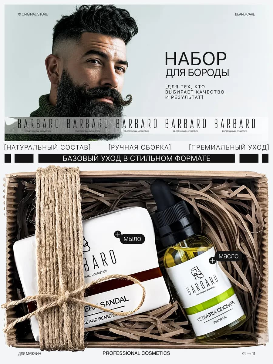 Набор для бороды подарочный 2 в 1