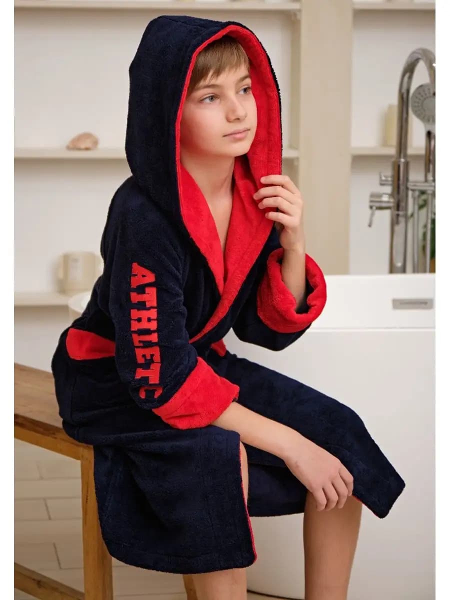 Халат домашний махровый с капюшоном ATHLETIC JUNIOR
