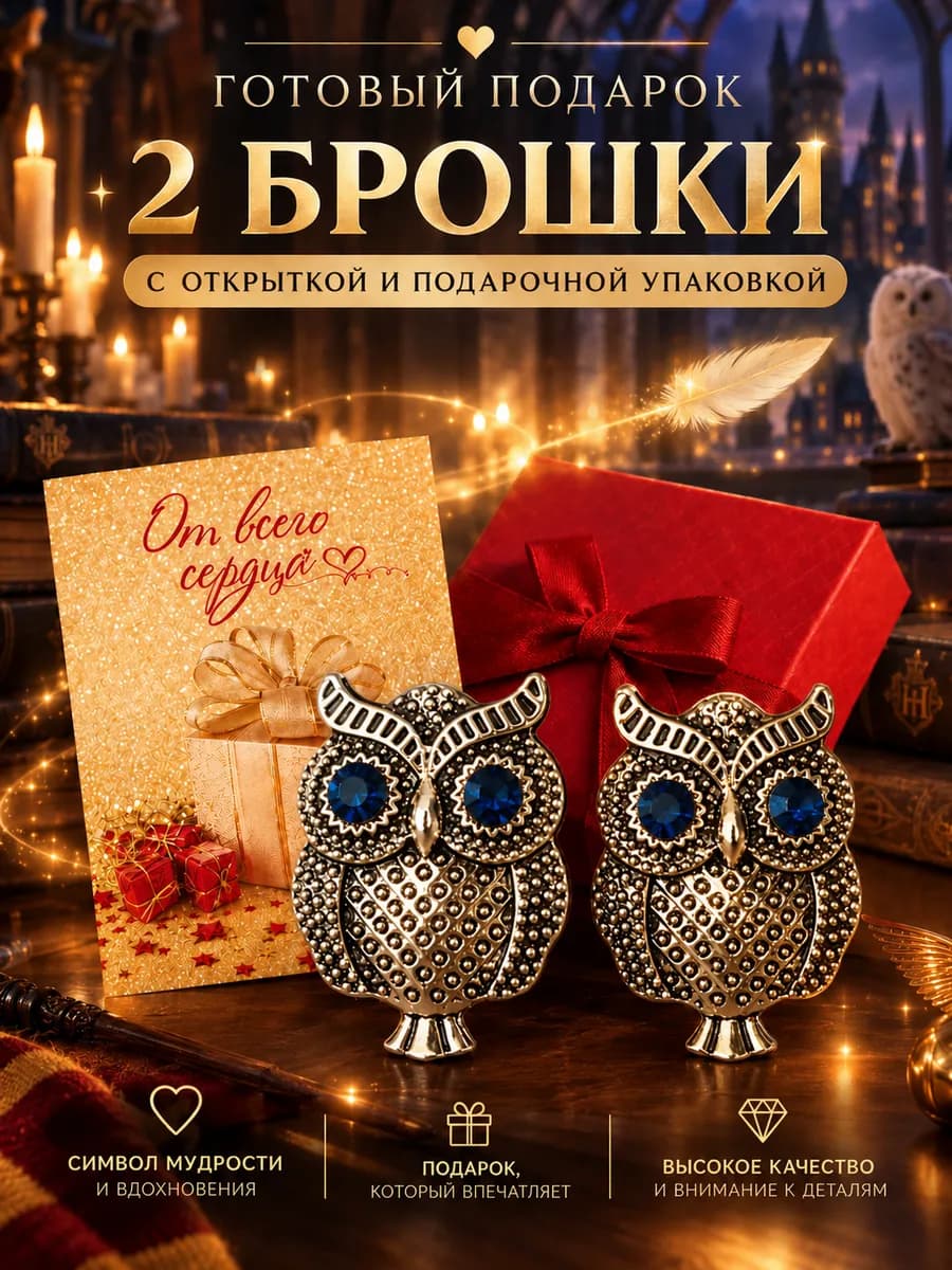 Брошь сова набор подарок на осень и Хэллоуин