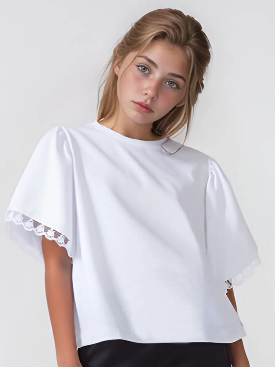 Блузка школьная с коротким рукавом