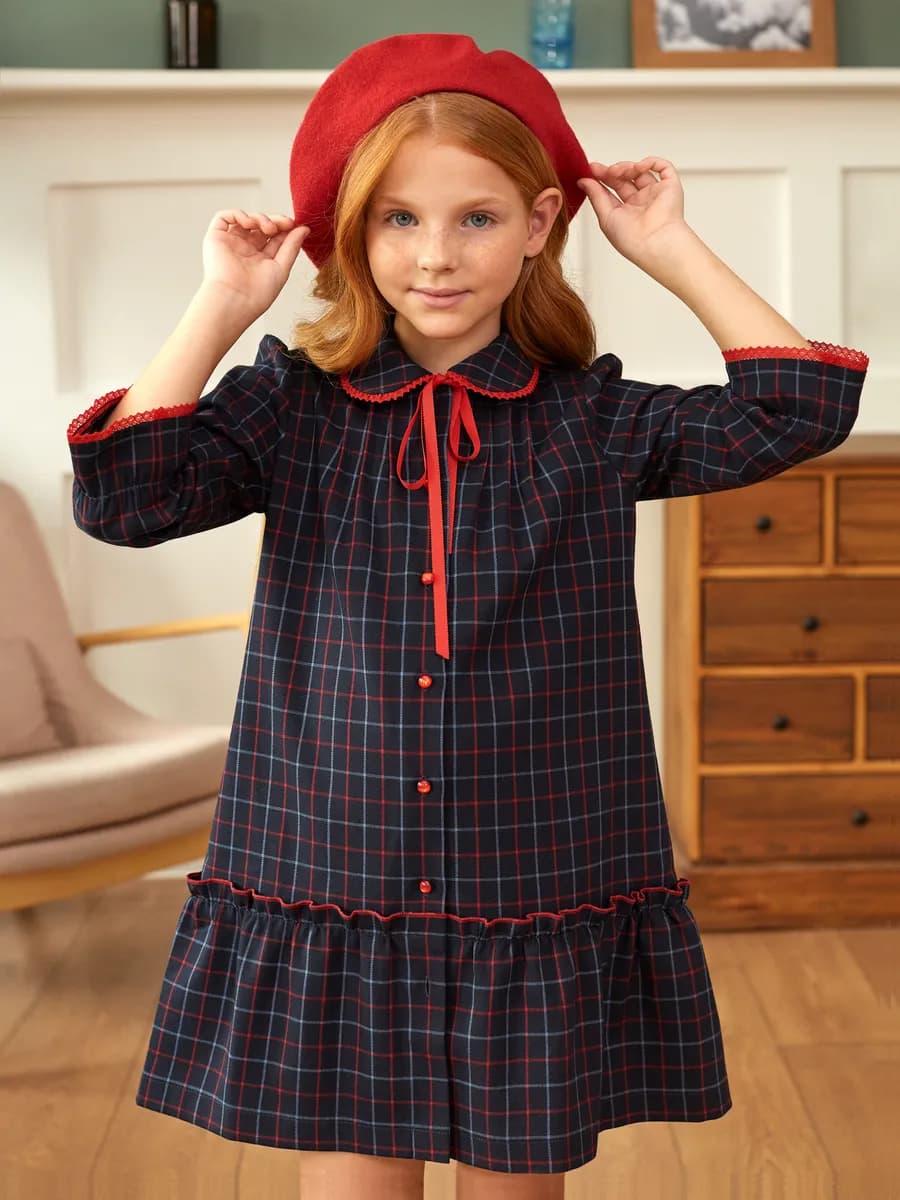 Платье школьное нарядное в клетку