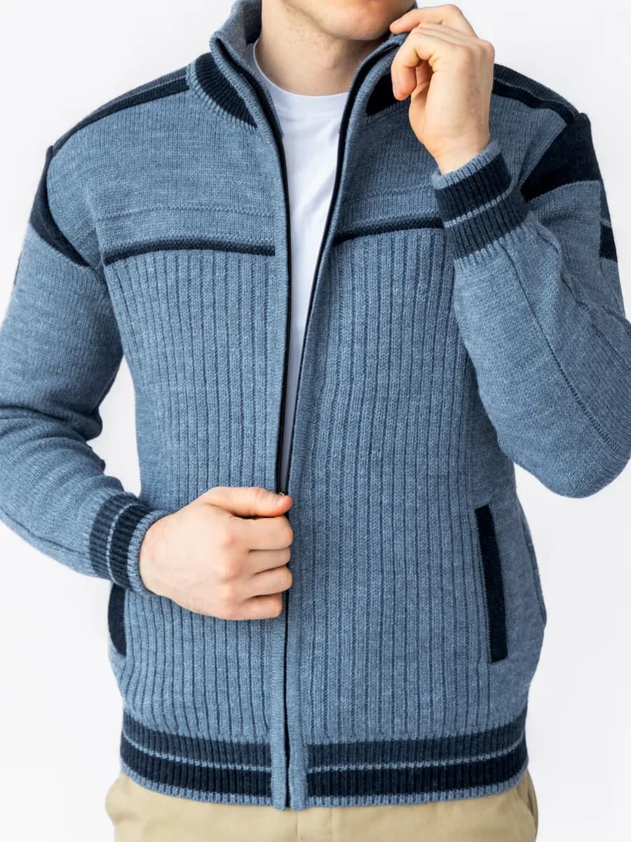 Свитер с горлом на молнии кардиган вязаный тёплый