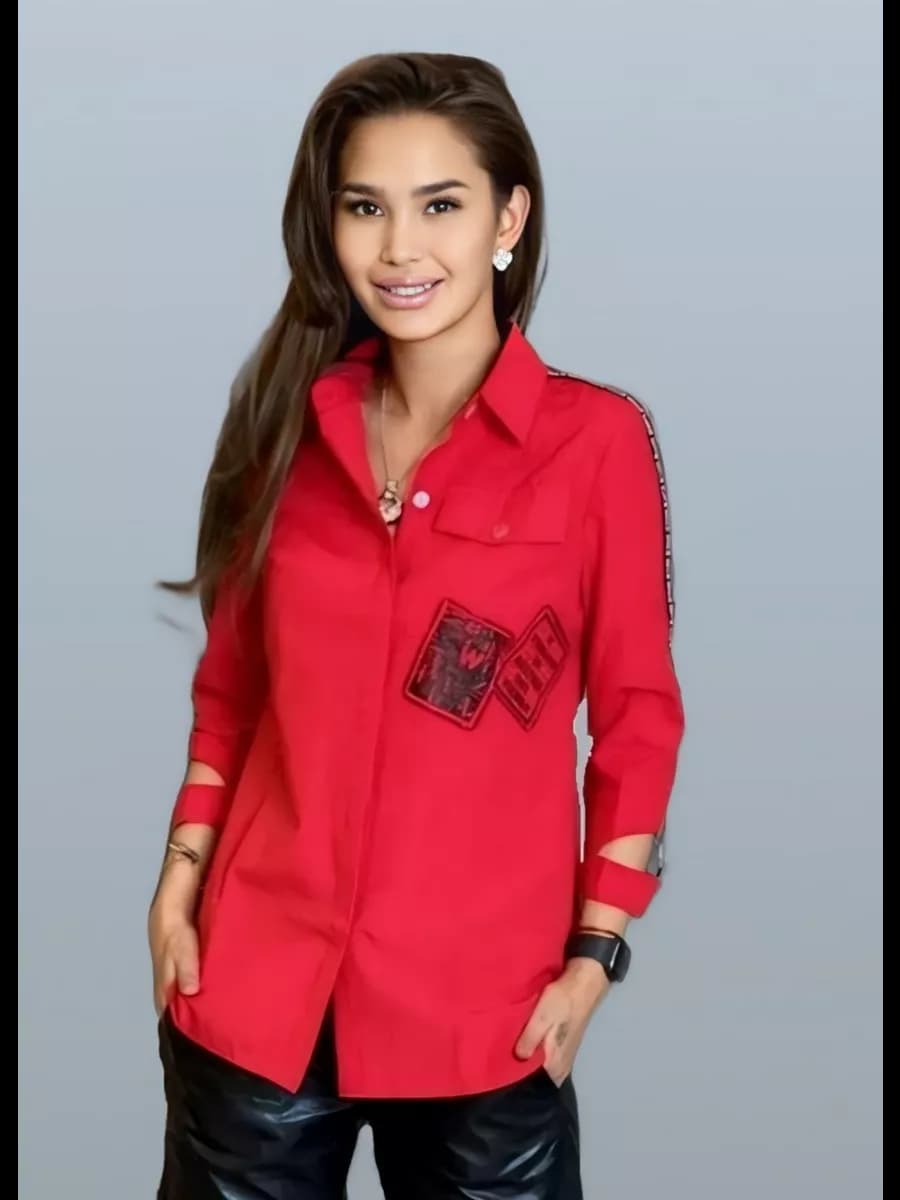 Красная рубашка нарядная больших размеров