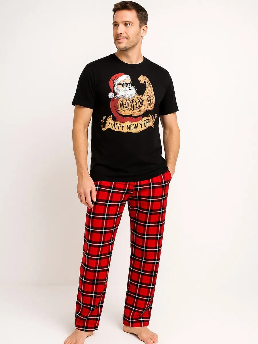 Пижама новогодняя футболка и брюки домашние