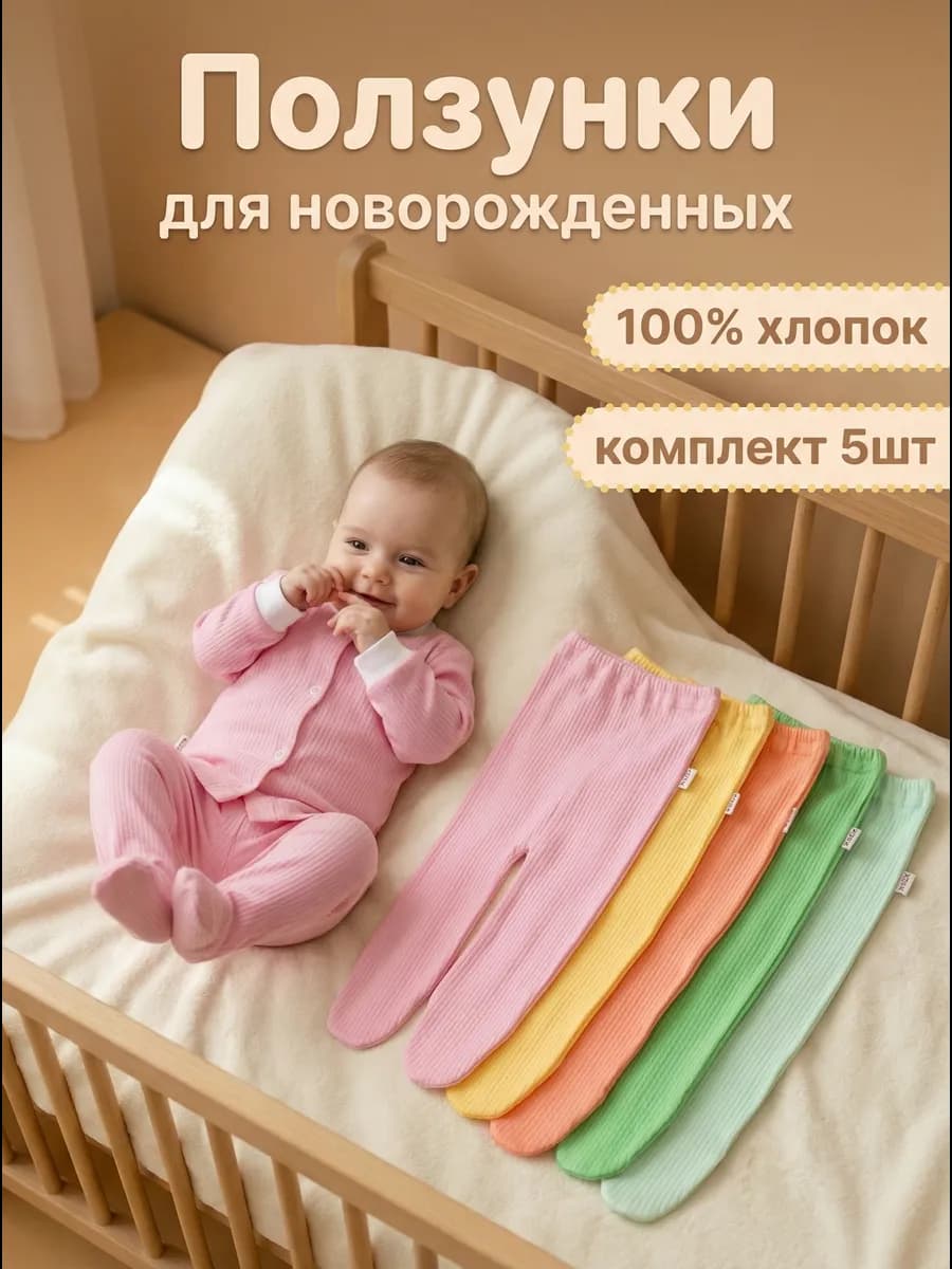 Детские ползунки для новорожденных штанишки набор 5 шт