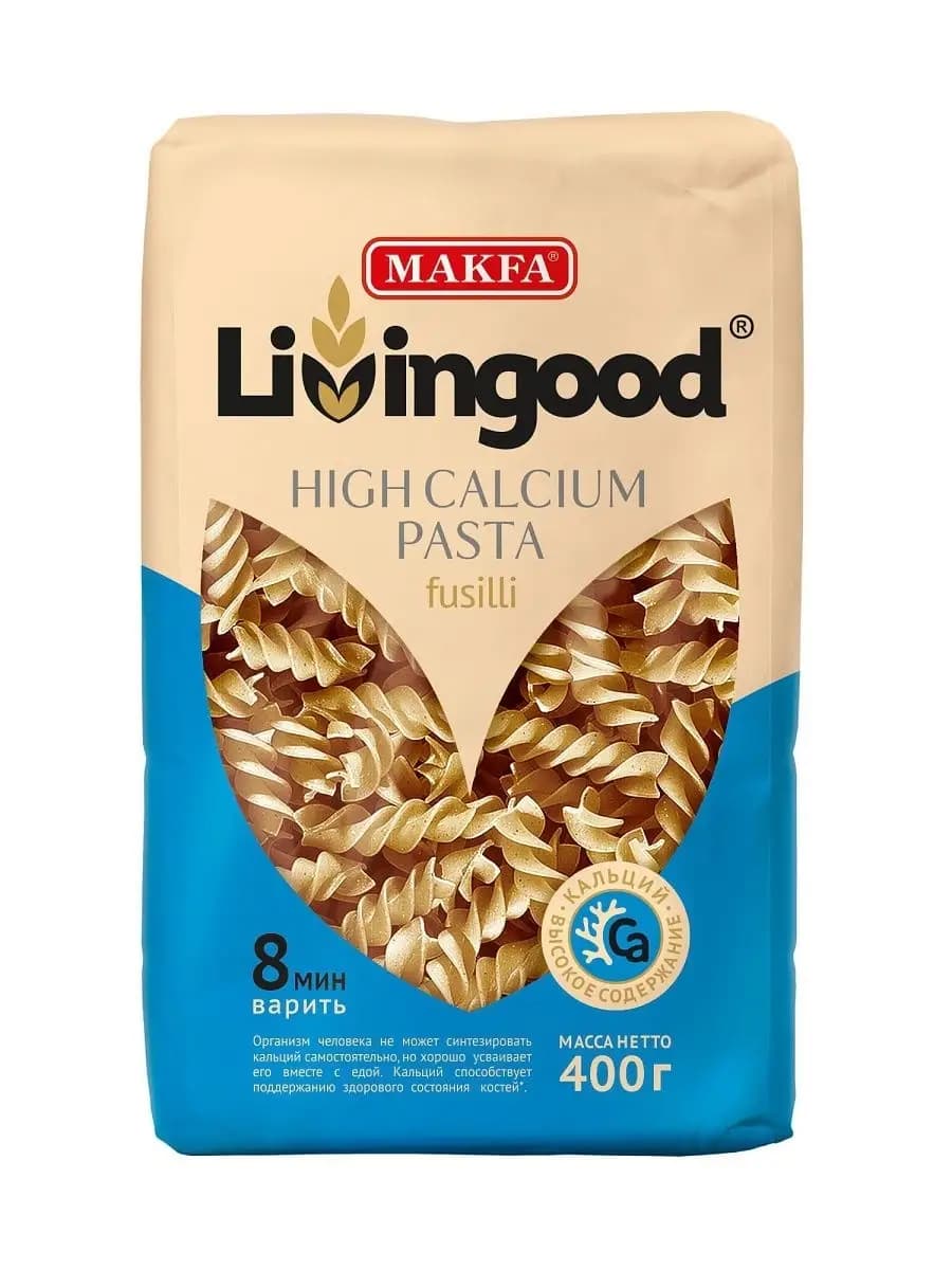 Макароны с высоким содержанием кальция FUSILLI 400 г
