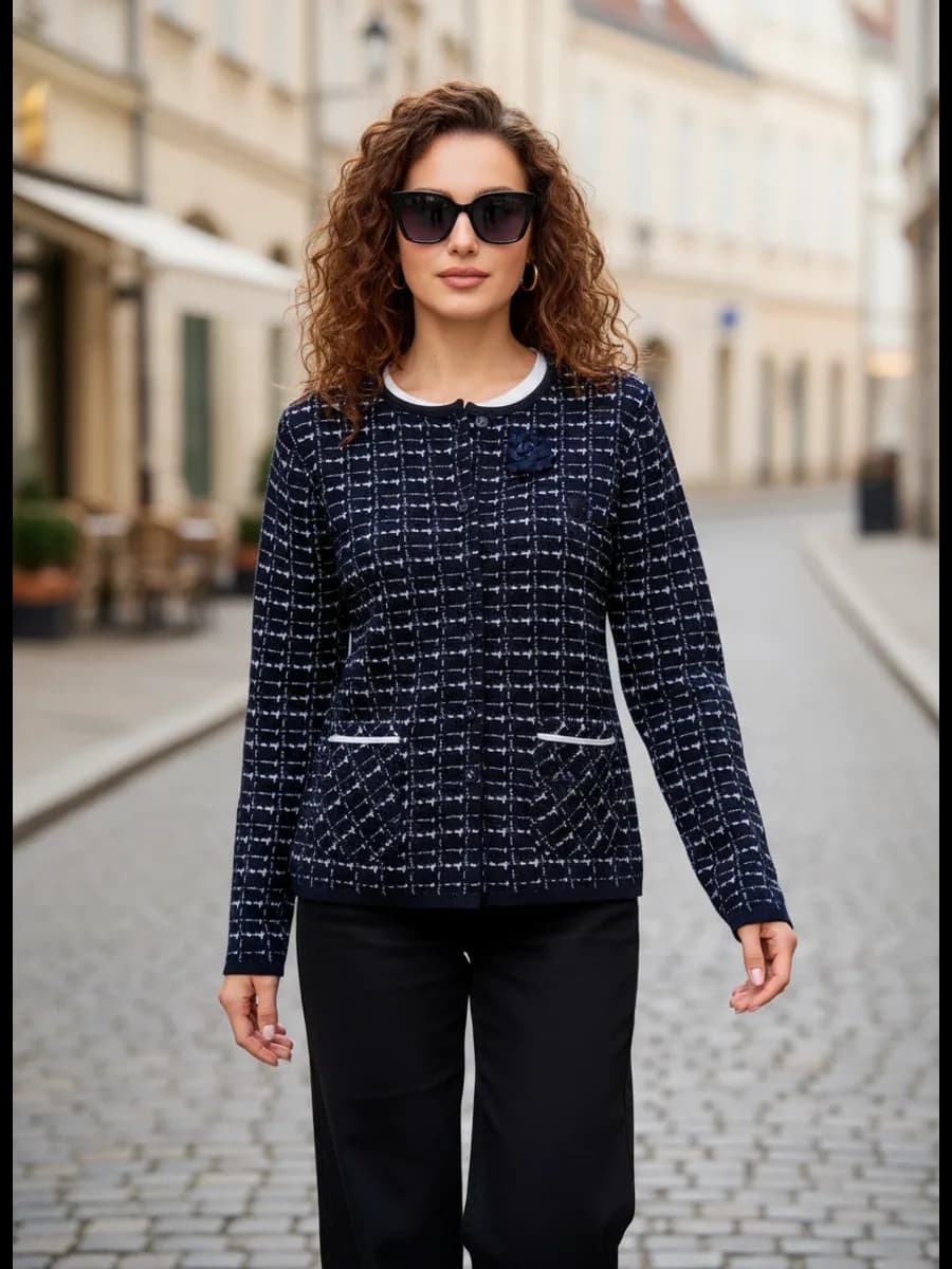 Жакет укороченный трикотажный приталенный Пиджак шанель