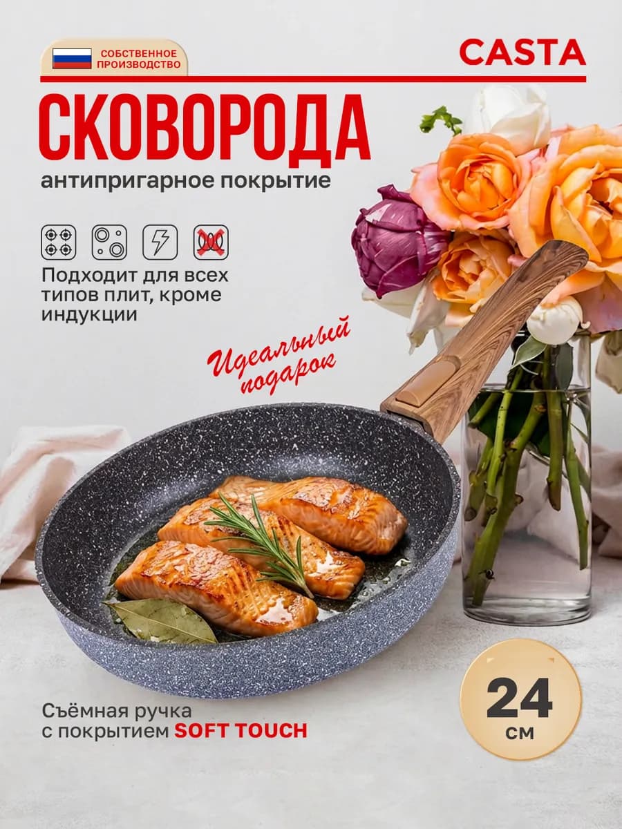 Сковорода антипригарная 24 см со съемной ручкой