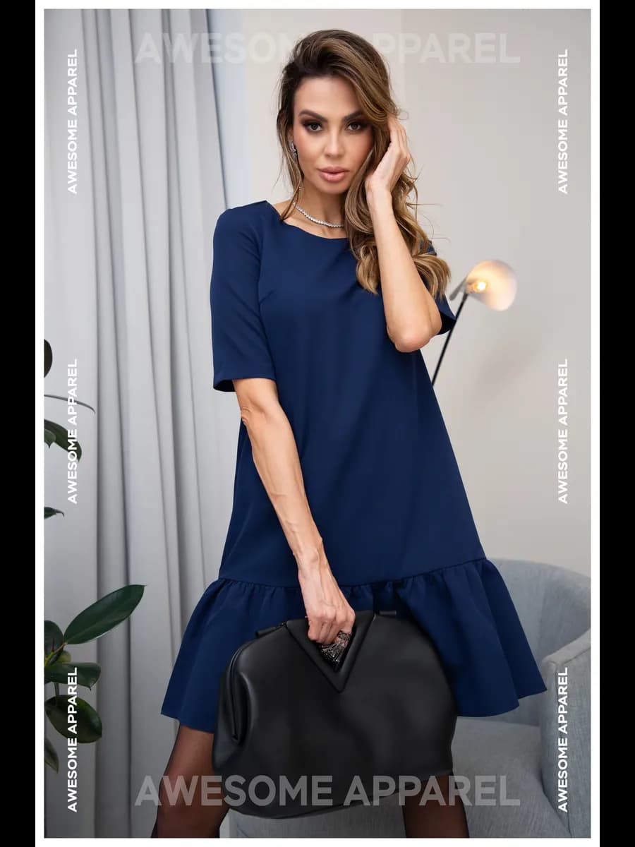 Платье офисное с воланом