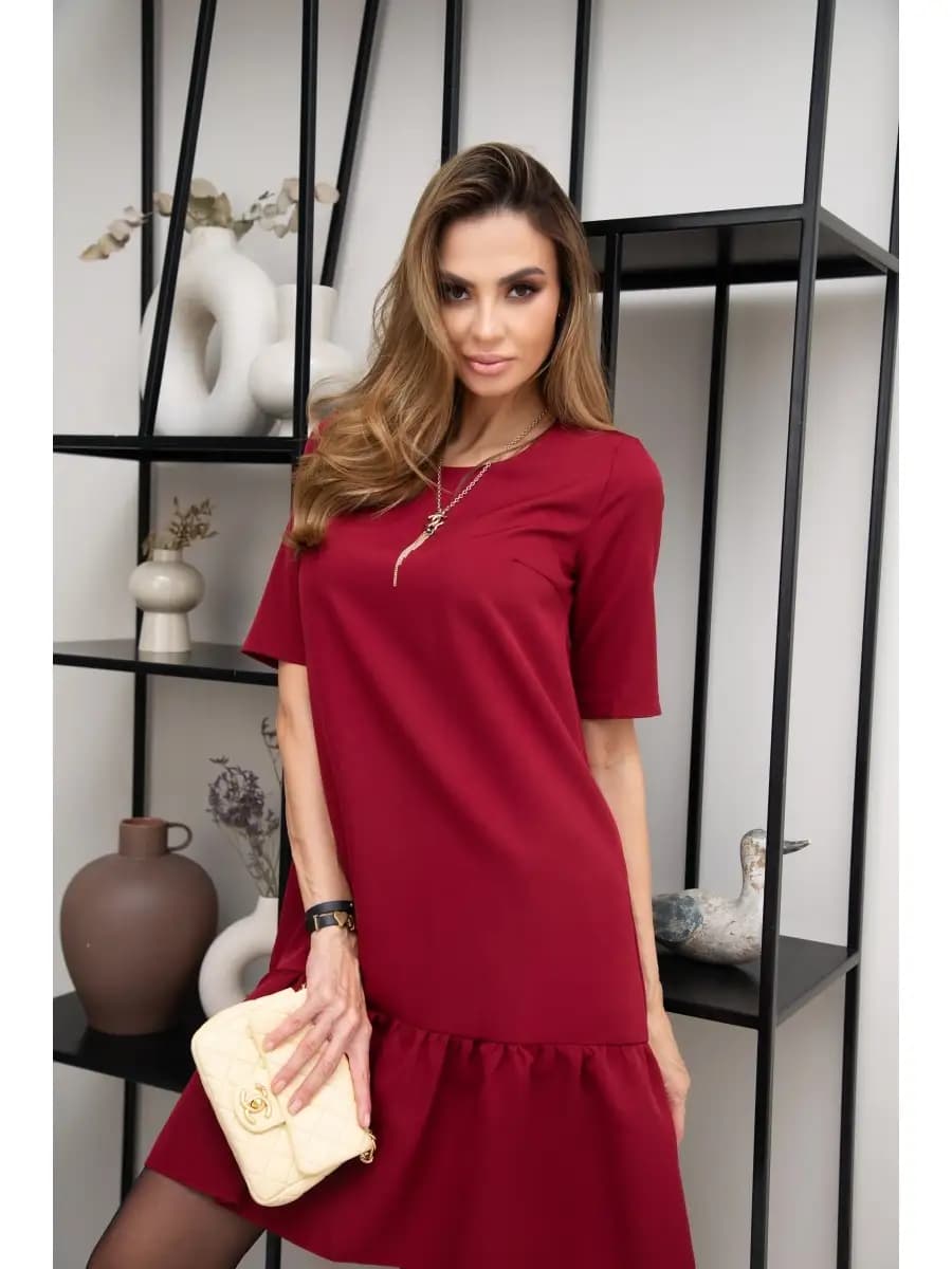 Платье офисное с воланом