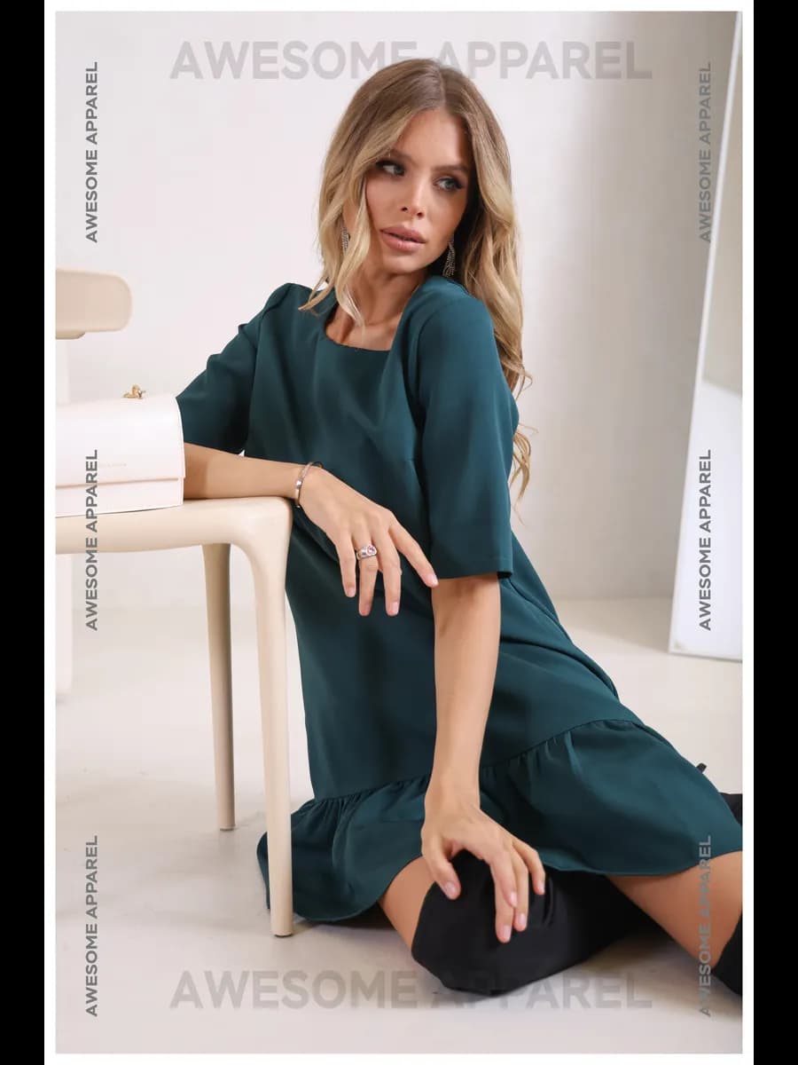 Платье офисное с воланом