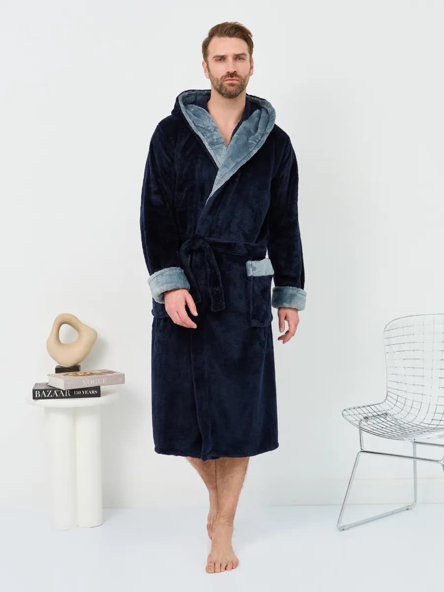 Махровый халат теплый с капюшоном