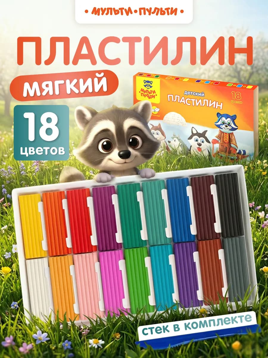 Пластилин для лепки в школу 18 цветов - фото 1