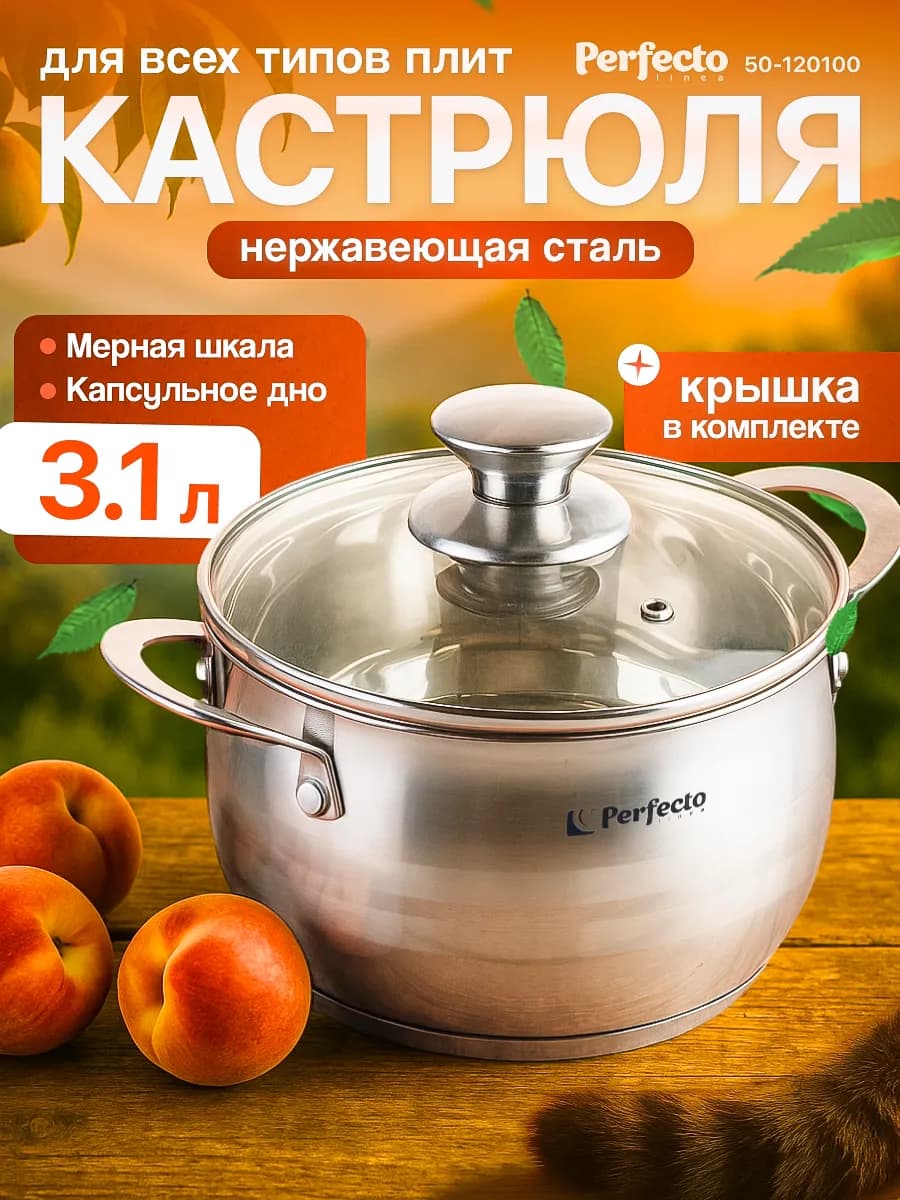 Кастрюля с крышкой из нержавеющей стали 3.1 л