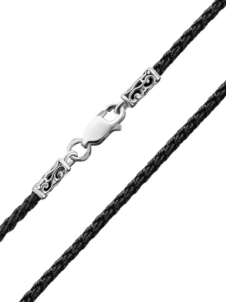 Шнурок Шелковый, плетеный, черный, толщина 2мм, для подвески