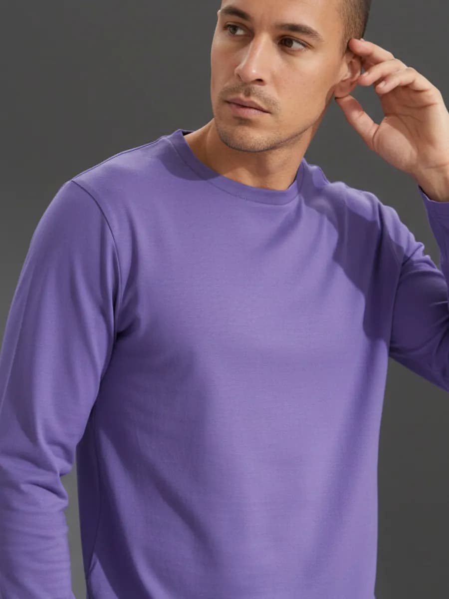 Лонгслив фиолетовый футболка с длинным рукавом хлопок - фото 1