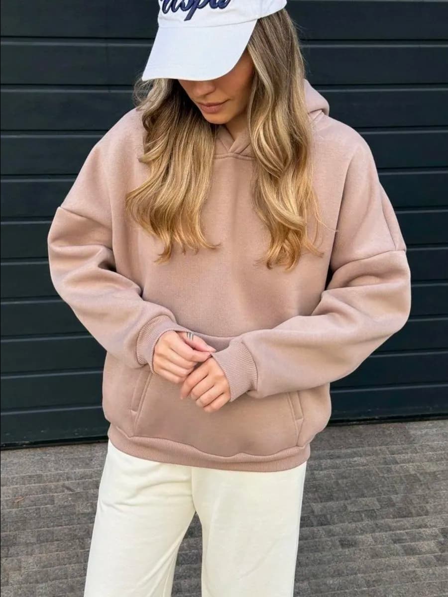 Худи оверсайз теплое с капюшоном y2k с начесом - фото 1