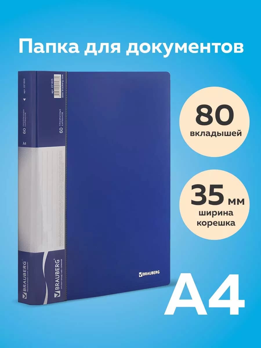 Папка для документов и бумаг канцелярская 80 файлов